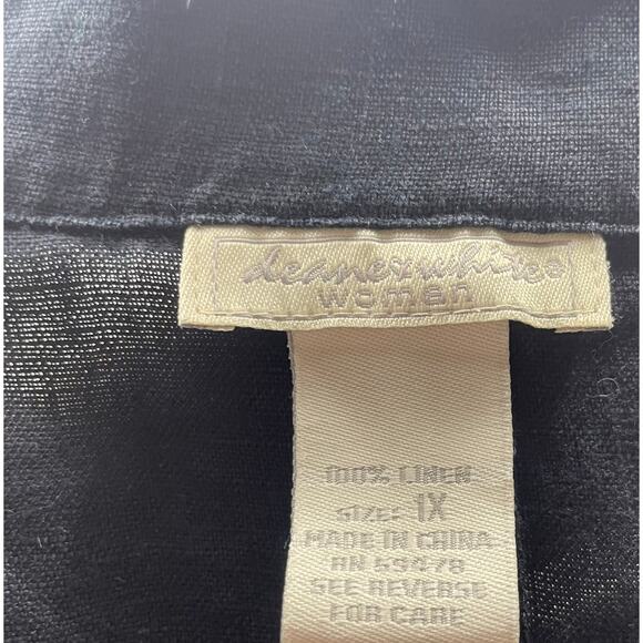 Deane & White Womens Linen Jacket Plus Size 1X Black Side Pockets Zip Up - Picture 4 of 4